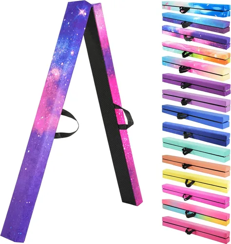 Vista 15 de FC FUNCHEER - Viga de equilibrio plegable, viga de suelo para gimnasia, equipo de gimnasia para niños, base de madera, fondo antideslizante y bolsa