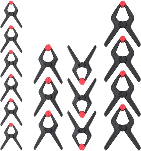 Vista 9 de WORKPRO - Juego de abrazaderas de resorte, 16 piezas, 3-3/8 pulgadas con Construcción de nailon duradero con resortes fuertes, ideal
