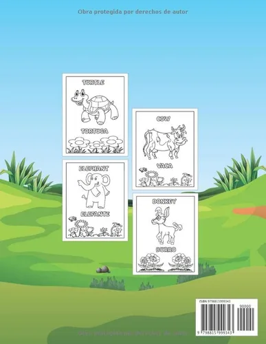 Vista 2 de Mi Primer Libro Bilingüe Para Colorear Inglés Español Animales Libro Para Colorear De Animales Fácil Y Bilingüe Para Que Los Niños Aprendan El