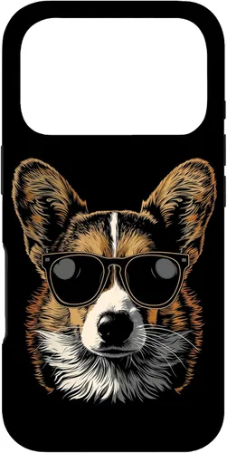 Vista 26 de iPhone 16 Corgi con gafas de sol divertido perro mamá papá Corgi caso