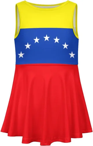 Vista 4 de Vestido de niña con la bandera de Trinidad y Tobago para verano, cuello redondo, camiseta para niños, ropa casual