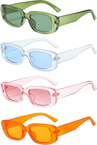 Vista 6 de BOJOD Gafas de sol rectangulares para mujer, gafas de sol retro a la moda, protección UV 400, gafas de marco cuadrado Verde