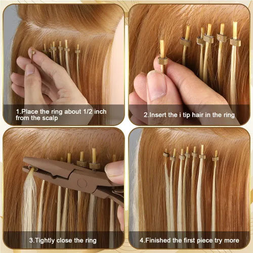 Vista 4 de Kit de herramientas de extensión de cabello, alicates de acero inoxidable, micro cuentas, gancho removedor de bucle, clips de seccionamiento