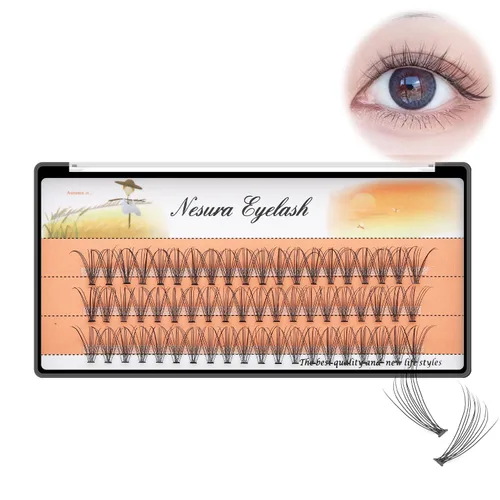 Vista 3 de BODERMINCER 60 pestañas postizas negras hechas a mano, 10D, largas, naturales, pestañas individuales, extensión de pestañas postizas, maquillaje