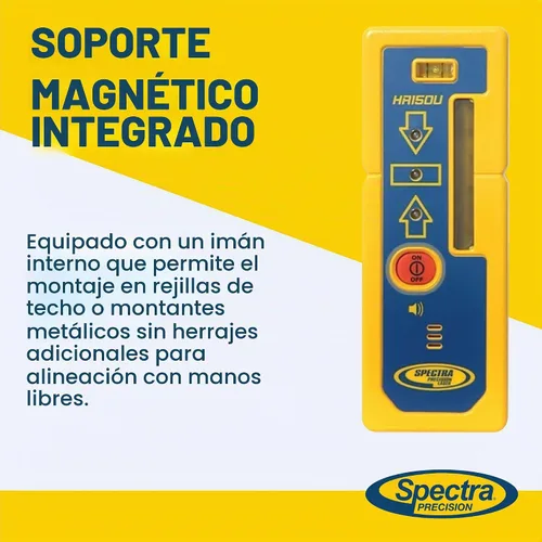 Vista 3 de Spectra Precision Receptor láser HR150U para nivelación interior con láser giratorio de haz rojo o verde. Pantalla LED de doble cara, montaje