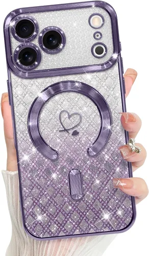 Vista 110 de Bonoma Compatible with iPhone 17 Pro Max Case 2025 Heart Checkered -Gold A cuadros-oro