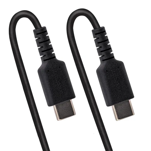 Vista 4 de StarTech Cable USB-C a USB-C en espiral de 1.6 pies / 19.7 in, negro, 3A, USB 2.0