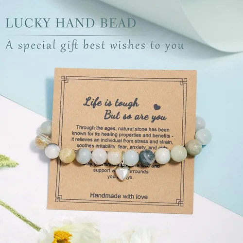 Vista 2 de Regalos para mujeres, pulsera curativa de piedra natural, regalos inspiradores para mujeres, adolescentes y niñas