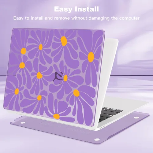 Vista 5 de Teryeefi Funda compatible con MacBook Air de 13 pulgadas M1 2021 2020 2019 2018 versión A2337 A2179 A1932 con Touch ID, carcasa rígida de plástico