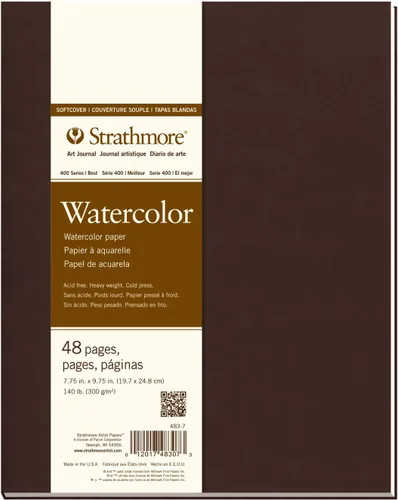 Vista 7 de Strathmore Libro de arte de papel de acuarela serie 400, cubierta marrón mate, blanco natural, encuadernado, 24 hojas, 5.5 x 8.5 pulgadas