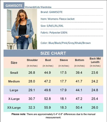 Vista 7 de GAMISOTE Chaqueta de forro polar mullido con cremallera para mujer, sudadera cálida de invierno de gran