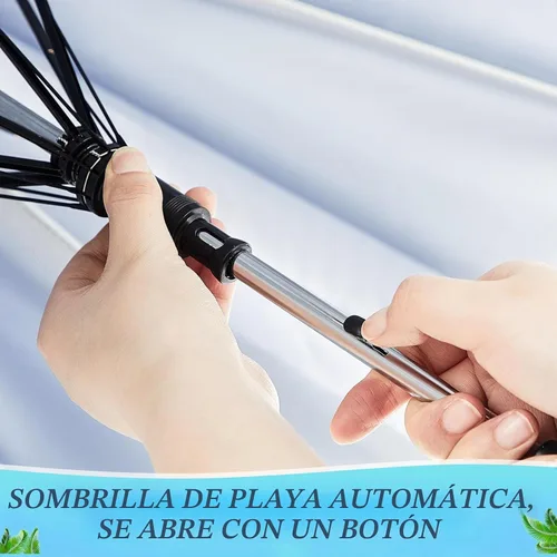 Vista 4 de Buryeah 2 paraguas automático para silla de playa con abrazadera ajustable universal de 44 pulgadas, UPF 50+ abrazadera portátil en silla de playa