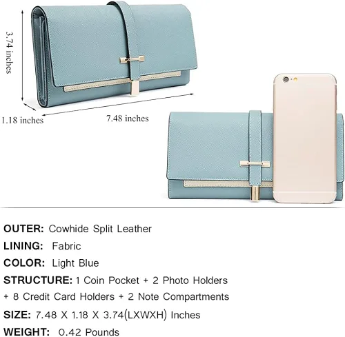 Vista 3 de CLUCI Cartera de cuero para mujer diseño delgado triple tarjetero para tarjetas de crédito Classic