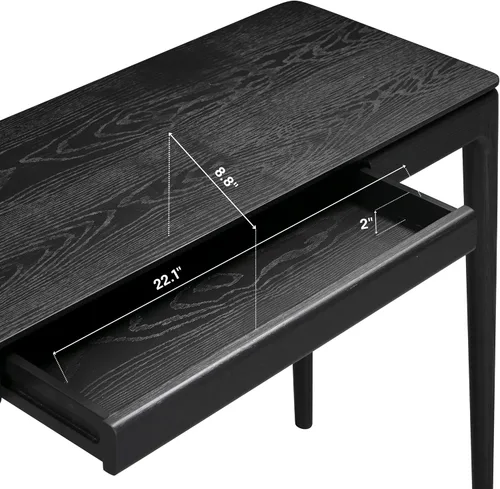 Vista 7 de NTC Mingle - Mesa consola de 47 pulgadas, moderna mesa de entrada de madera maciza con cajón oculto, impermeable y resistente al calor, mesa Negro