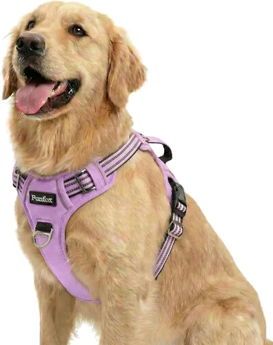 Vista 17 de Funfox Arnés para perro sin tirones, arnés de chaleco ajustable para mascotas, material súper suave con mango vertical, fácil control, paseo