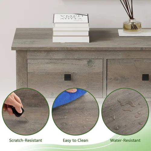 Vista 5 de Vikiullf – Cómoda de 7 cajones - Cajonera de dormitorio de madera, cajones de almacenamiento grises para dormitorio, sala de estar, organizador