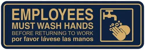 Vista 11 de Standard Employees Must Wash Hands - Letrero para puerta/pared, color negro, pequeño