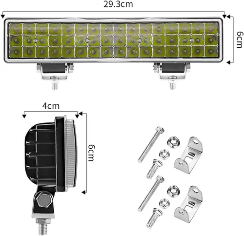 Vista 2 de Barra de luz LED de trabajo de 2 x 12 pulgadas para camión, 48 LED, 144 W, 48 000 lúmenes, luces todoterreno súper brillantes, barra de luz