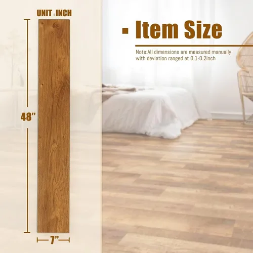 Vista 7 de KIAYACI Suelo de vinilo, 9 piezas de azulejos de vinilo de lujo entrelazados para instalación de bricolaje, aspecto de madera, suelo laminado