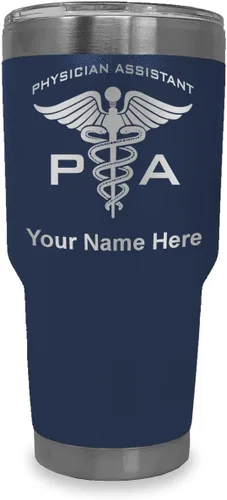Vista 31 de LaserGram Vaso aislado al vacío de 20 onzas, asistente médico PA, grabado personalizado incluido (negro)