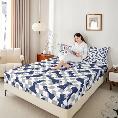 Vista 7 de Erosebridal Juego de sábanas de ajedrez internacional, tamaño individual, juego de ropa de cama de ajedrez para niños, adolescentes y adultos, juego