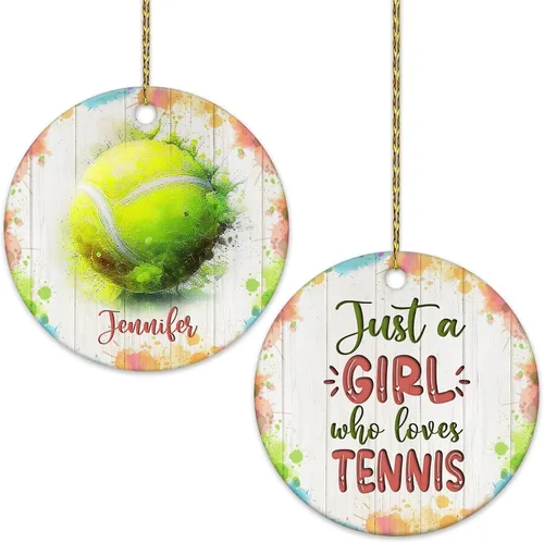 Vista 13 de Hyturtle Adorno de Navidad personalizado para amantes del béisbol, adorno de cerámica con nombre personalizado de Just A Girl Who Loves Baseball