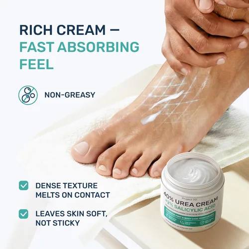 Vista 5 de Crema de urea 40 por ciento para pies de máxima fuerza, crema de urea para pies y removedor de callos, crema exfoliante para talones con ácido