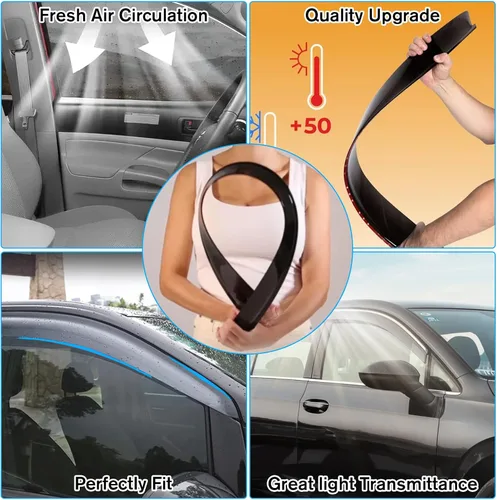 Vista 8 de Protector de lluvia Deflector de viento para montaje exterior, viseras de ventana con cinta compatible con Ford F-250 1999-2016 Super Duty