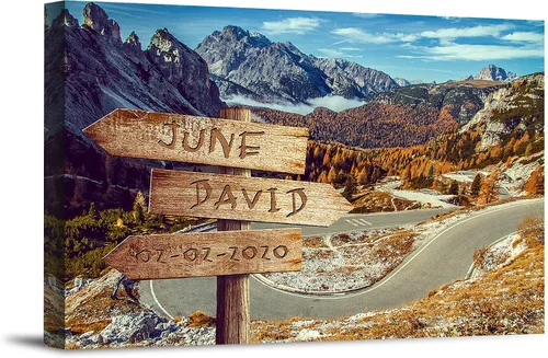 Vista 19 de Bosque Otoñal Foto o Impresiones en Lienzo Personalizadas Únicas con Nombres de la Pareja y Fecha Especial en Letrero, Regalo Perfecto