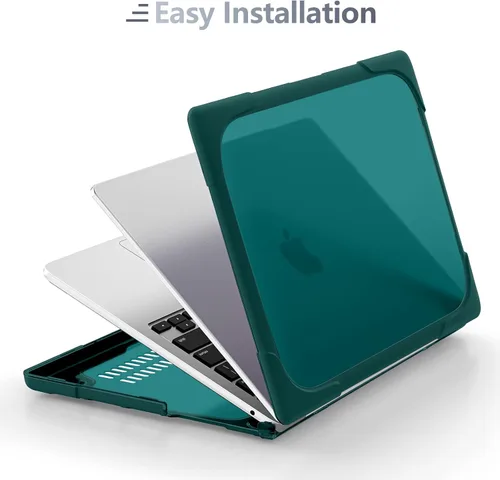 Vista 8 de Batianda - Funda resistente para MacBook Air de 15 pulgadas 2023-2026, color verde azulado Ergonomic Foldable Stand Holds 22 lbs, TPU Bumper