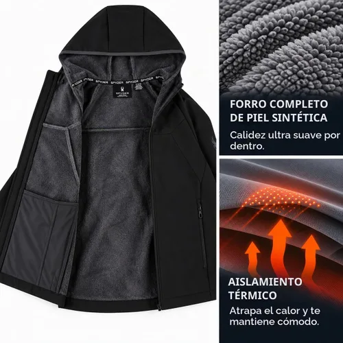 Vista 5 de Spyder Chaqueta Softshell para hombre - Chaqueta de forro polar resistente Cuervo negro