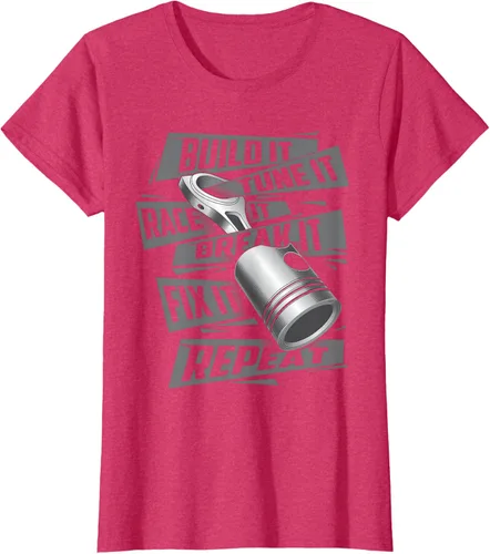 Vista 10 de Build It Tune It Race It Break It - Camiseta para entusiastas de los coches de carreras, talla S Negro