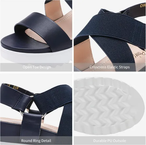 Vista 6 de DREAM PAIRS - Sandalias de plataforma con tacón de cuña, punta abierta y correas en el tobillo para mujer