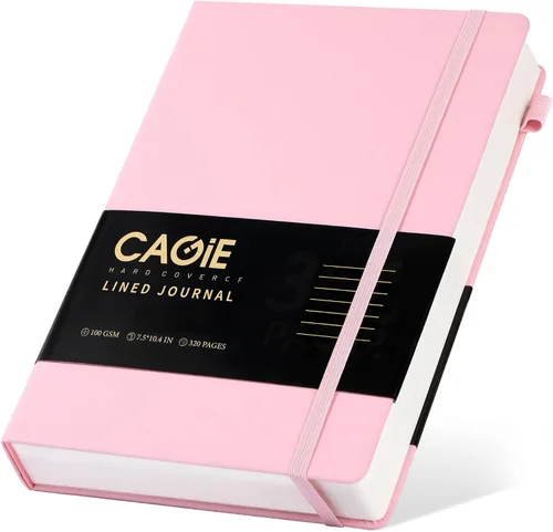 Vista 29 de CAGIE Cuaderno de cuadrícula de cuadrícula con puntos y balas, color negro A5