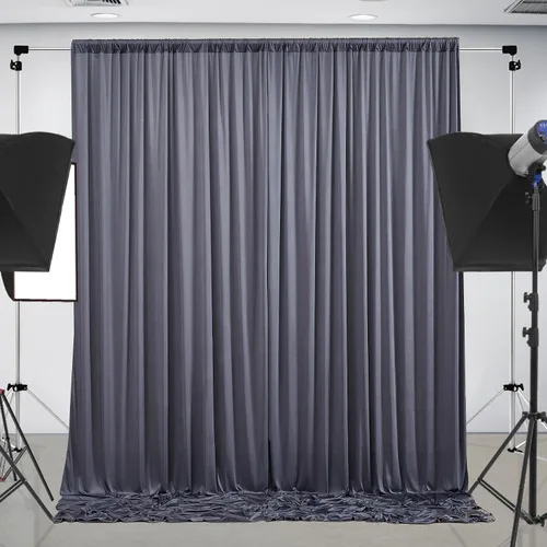 Vista 9 de Cortina de telón de fondo azul bebé de 10 x 8 pies sin arrugas para fiestas, cortinas de fondo de fotos de poliéster azul claro para cumpleaños
