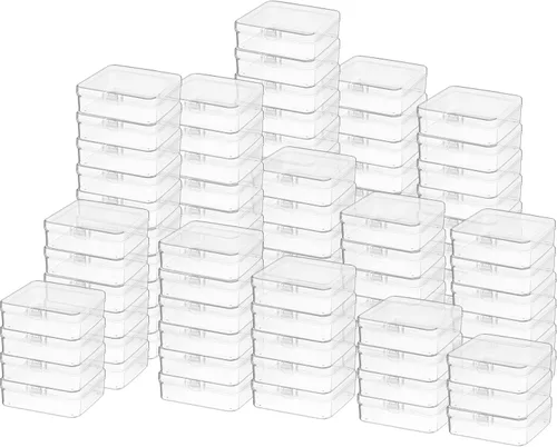 Vista 15 de SATINIOR 100 Piezas Cajas de Almacenamiento de Perlas de Plástico Transparente Cajas Pequeñas Claras con Tapa con Bisagras Estuche de Plástico