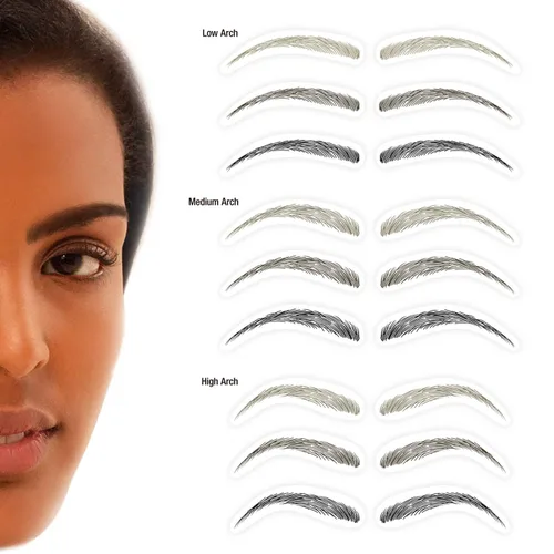Vista 2 de Godefroy MyBrows Transferencias de cejas de larga duración, arco bajo, marrón oscuro, 48 pares de cejas (96 transferencias individuales)