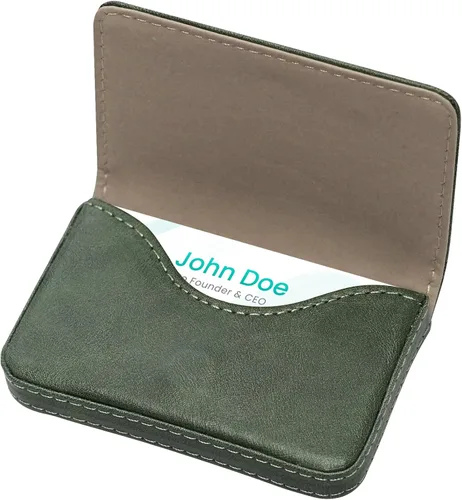 Vista 6 de Cartera con bloqueo RFID - Tarjetero minimalista de cuero para negocios, 12-verde, Pequeña, Slim