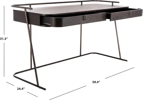 Vista 3 de SAFAVIEH Couture Home Collection Ferrell - Escritorio moderno con 2 cajones de nogal oscuro