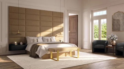 Vista 6 de VANT Banco de cama tapizado, beige Boucle, níquel cepillado Boucle Beige - Níquel cepillado