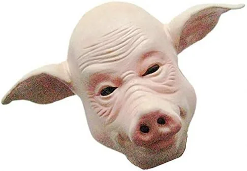Vista 4 de Máscaras de Halloween aterradoras para adultos, hombres y mujeres, máscara de cabeza de cerdo, fiesta de Halloween, cosplay, disfraces, máscara
