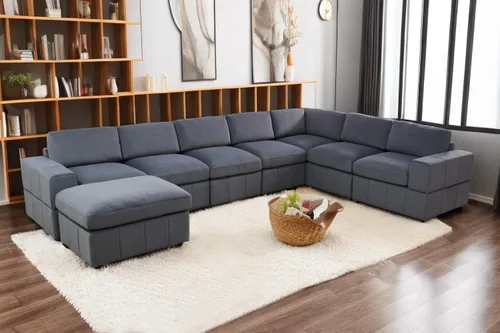 Vista 11 de A Ainehome Juego de sofá modular modular con otomanas de gran tamaño en forma de U, sofá modular de 7 asientos con tumbonas reversibles para sala