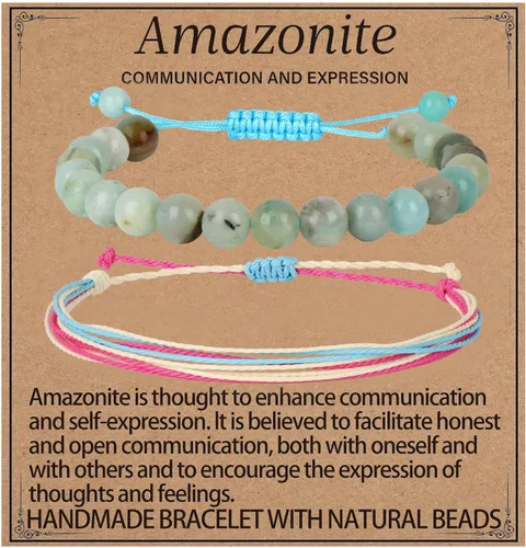 Vista 27 de LPBeads Pulsera de piedra natural hecha a mano de tamaño ajustable