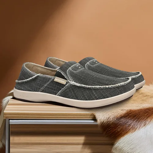 Vista 9 de Zapatos sin cordones para hombre, mocasines de lona con soporte de arco, zapatos ortopédicos casuales para fascitis plantar, zapatos para caminar
