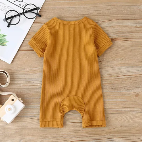 Vista 5 de Paquete de 2 mamelucos unisex para bebé recién nacido, con botones sólidos, para verano, ropa