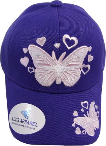 Vista 2 de Gorro de béisbol para niños, diseño de mariposa, color rosa