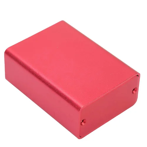 Vista 7 de Caja de circuito, caja de refrigeración de aluminio para instrumentos de bricolaje, caja de recinto de proyectos electrónicos, color rojo esmerilado