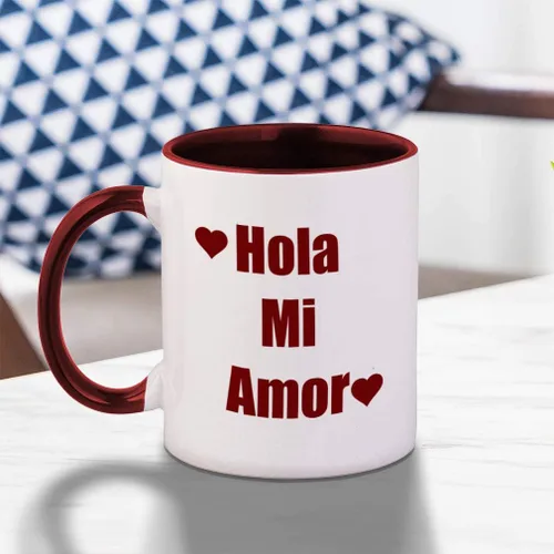 Vista 2 de Hola Mi Amor - Taza de cerámica color azul marino