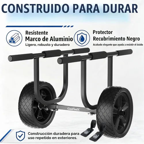 Vista 2 de GanFindX Kayak Cart 300 lbs Heavy Duty Aluminum Dolly