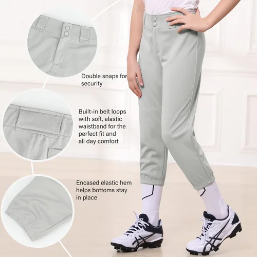 Vista 5 de Stelle Pantalones de sóftbol para niñas, pantalones de béisbol para niños